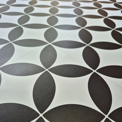 Vinyl Floor Stick on Tile - Black and White Star