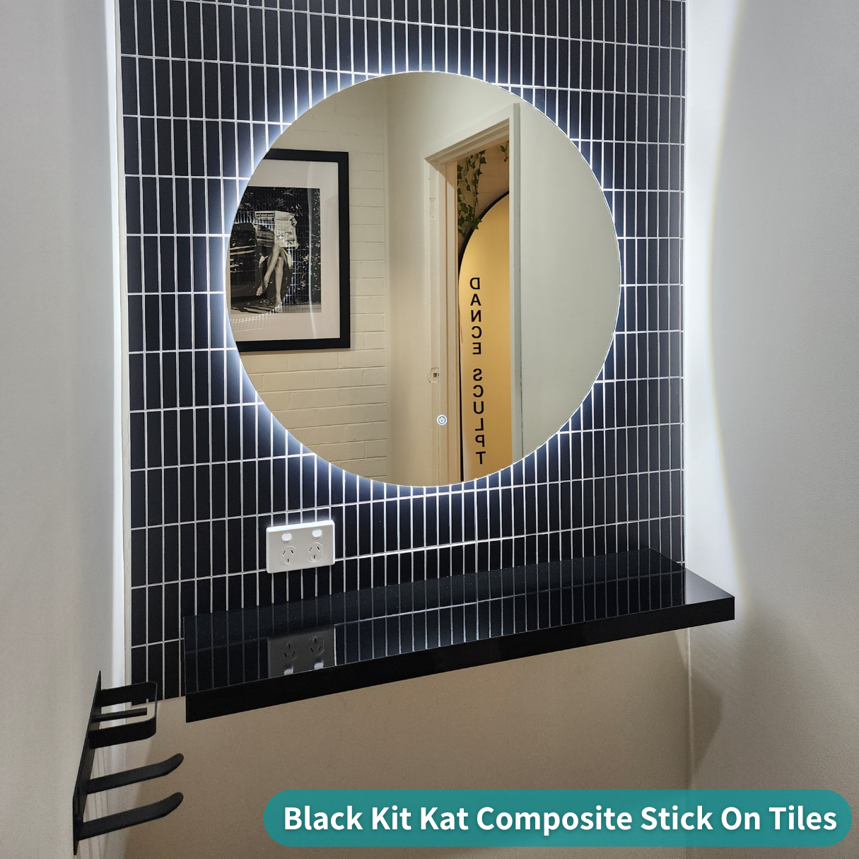 Kit Kat Stick on Composite Tile - Matte Black