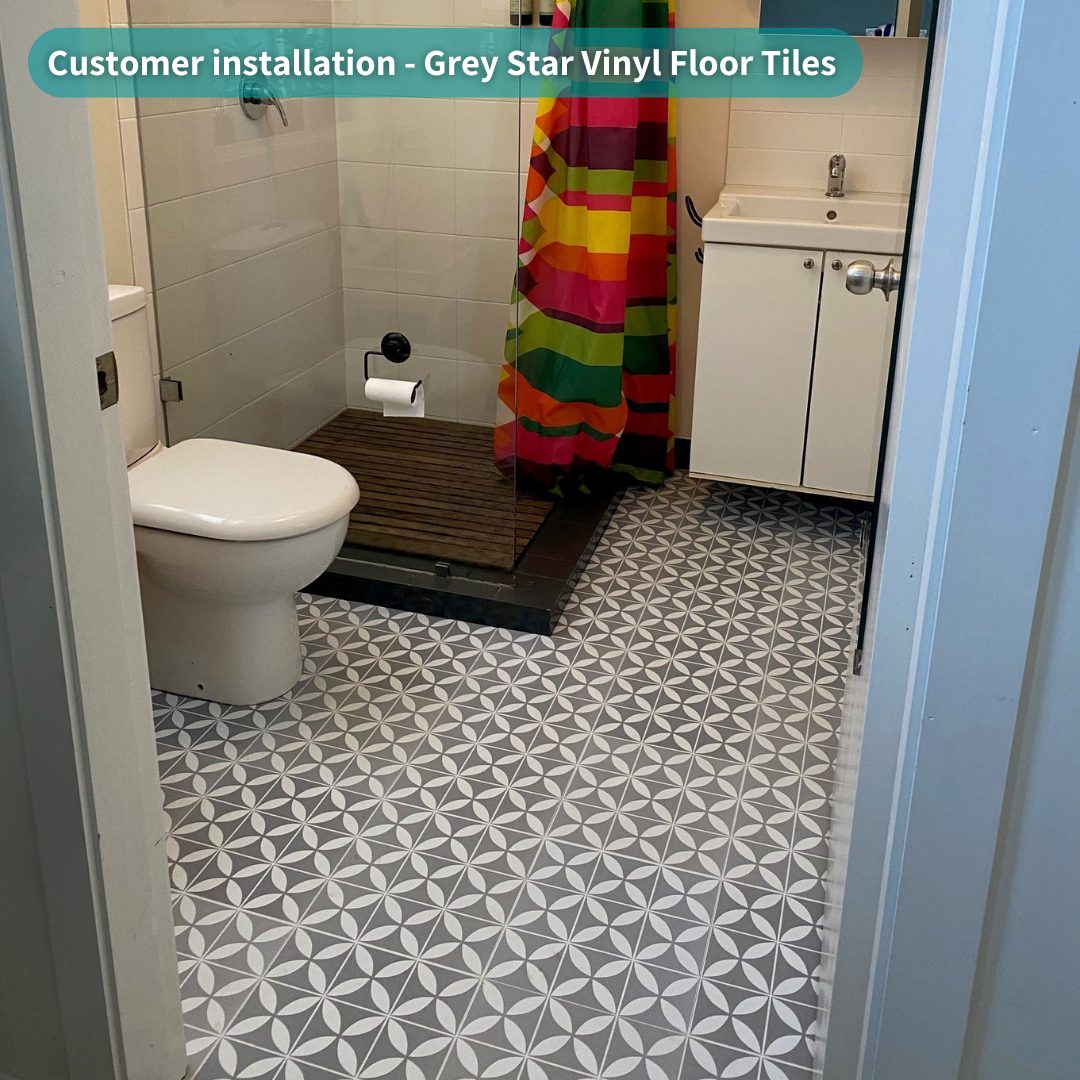 Vinyl Floor Stick on Tile - Grey Star