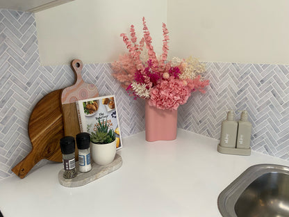 Herringbone Stick on Tile - Light Grey Marble