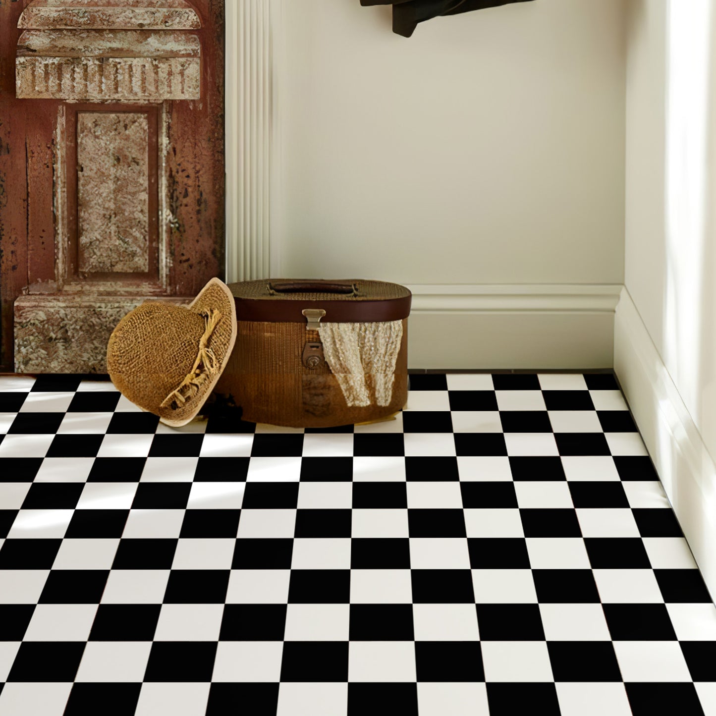 Vinyl Floor Stick on Tile - Chequered