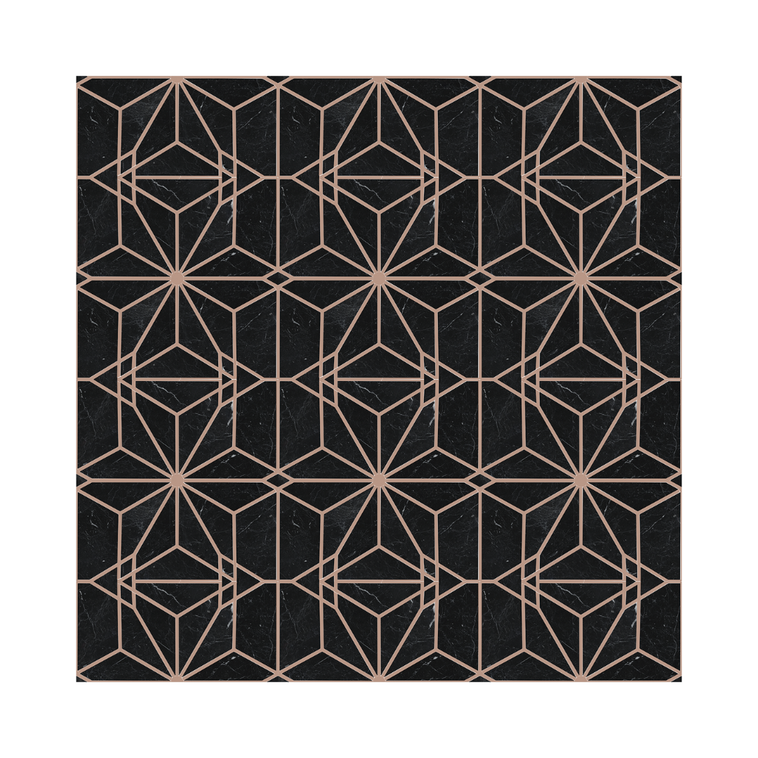 Vinyl Floor Stick on Tile - Dark Geometric