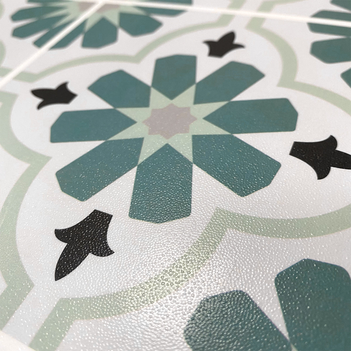 Vinyl Floor Stick on Tile - Green Flower