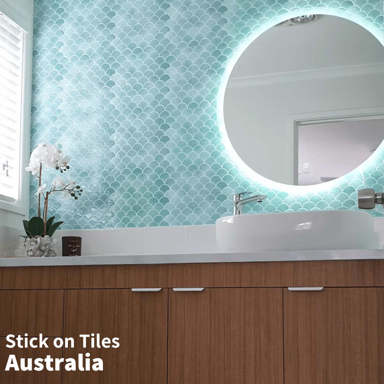 Fish Scale Stick on Tile - Turquoise - Stick on Tiles AustraliaStick on Tiles Australia