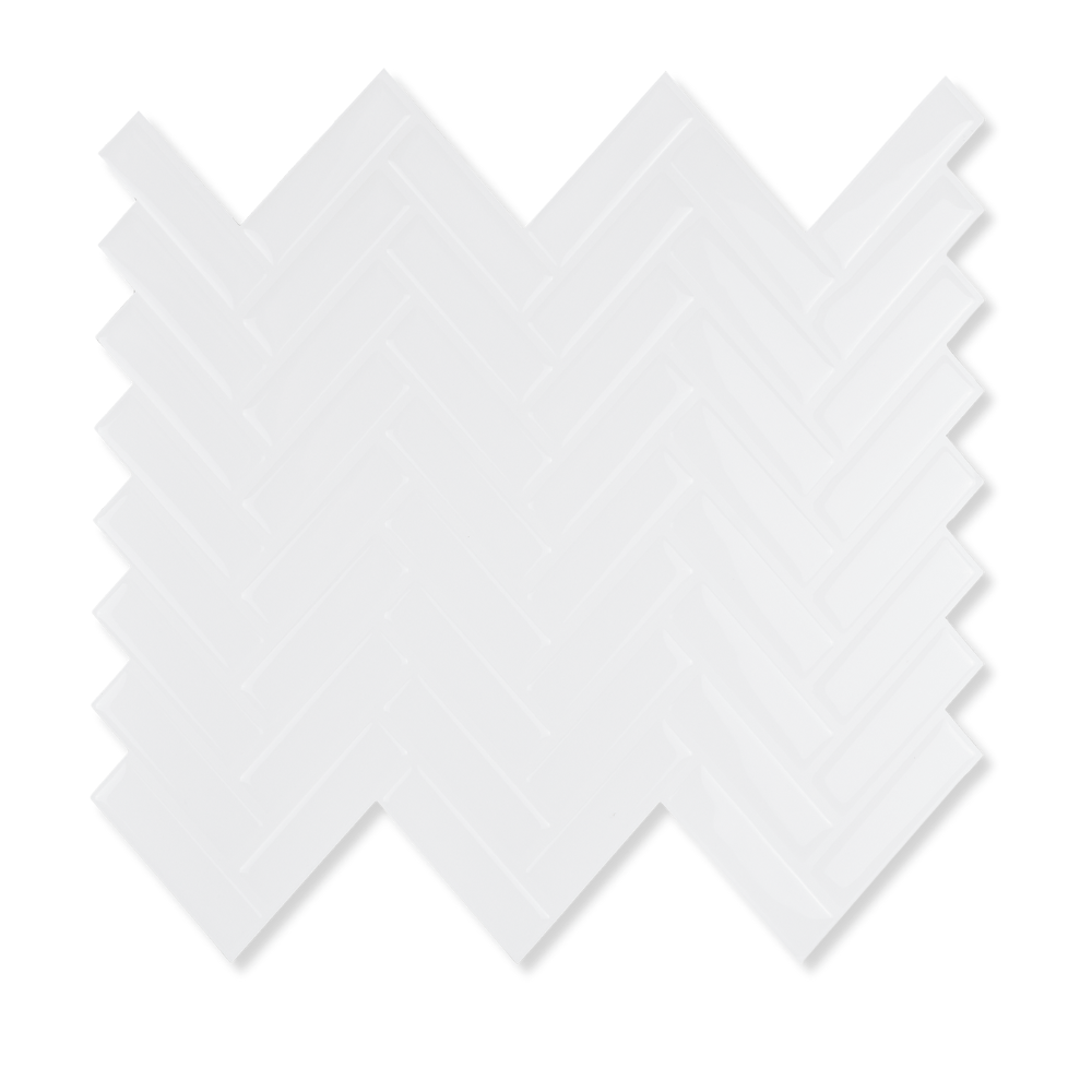 Herringbone Stick on Tile - All White - Stick on Tiles AustraliaStick on Tiles Australia