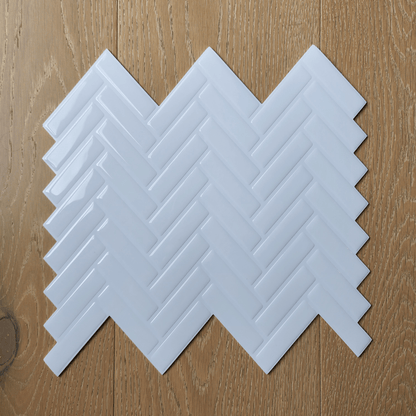 Herringbone Stick on Tile - All White - Stick on Tiles AustraliaStick on Tiles Australia