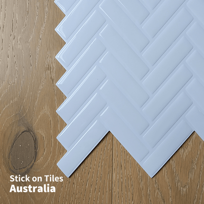 Herringbone Stick on Tile - All White - Stick on Tiles AustraliaStick on Tiles Australia