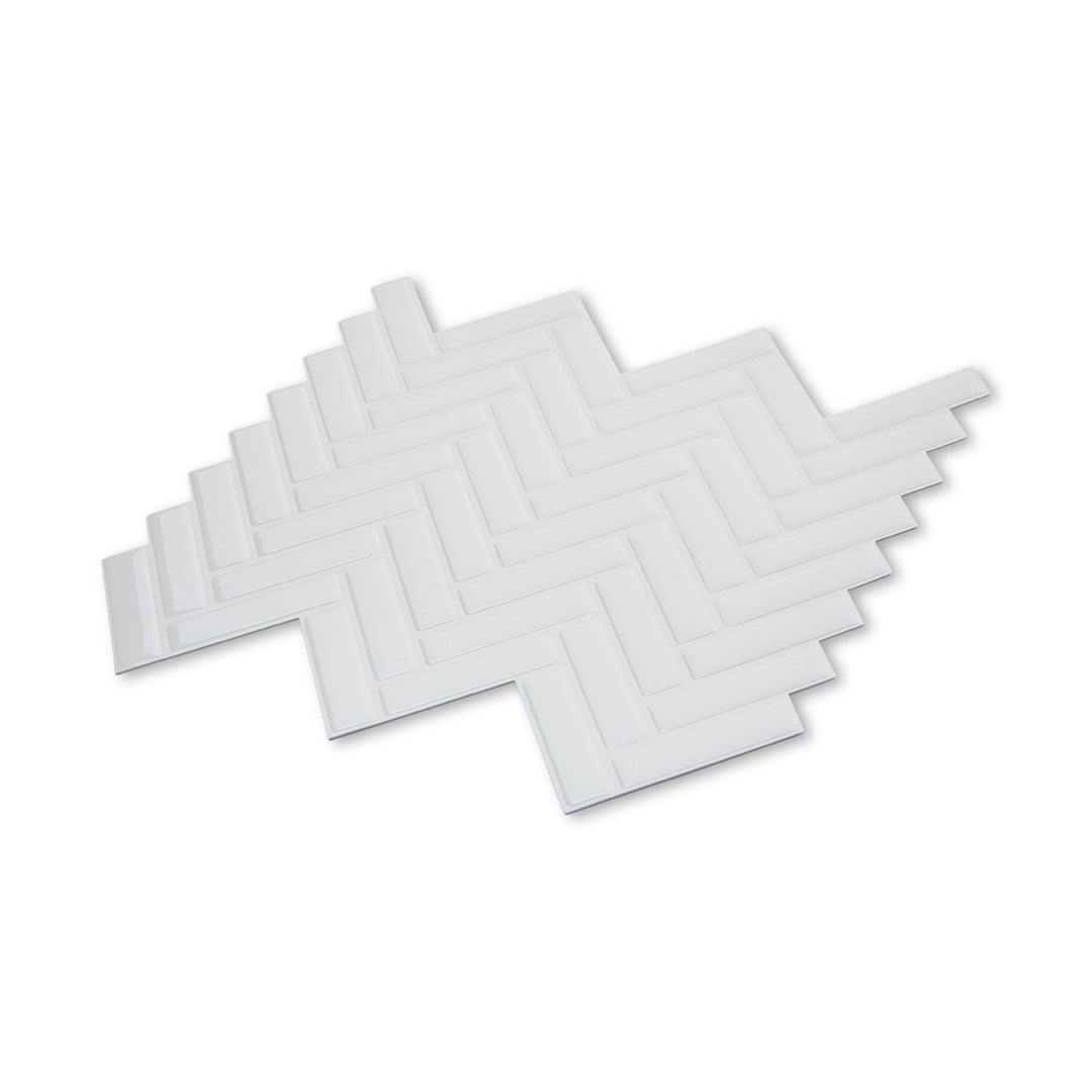 Herringbone Stick on Tile - All White - Stick on Tiles AustraliaStick on Tiles Australia