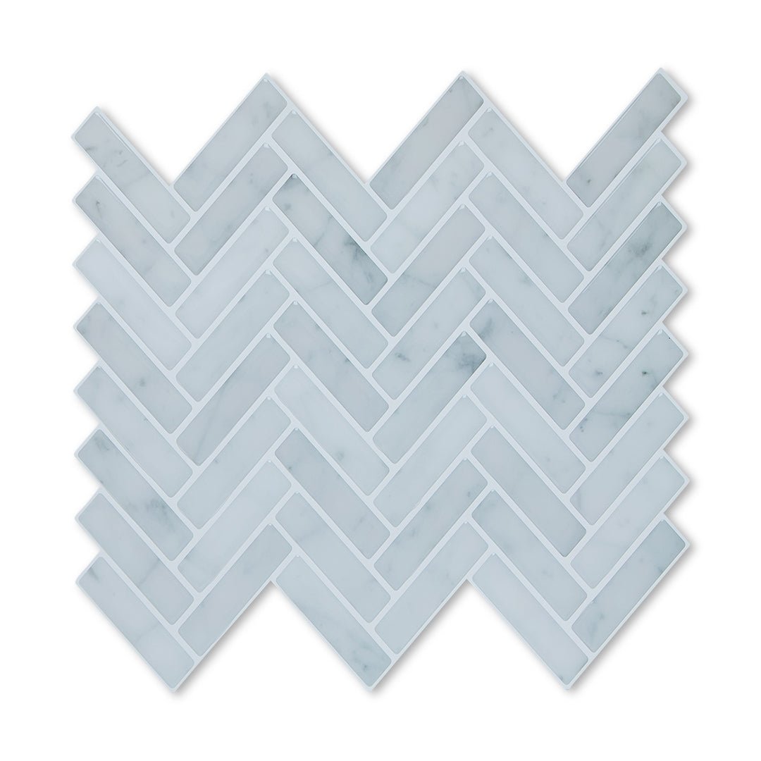 Herringbone Stick on Tile - Light Grey Marble - Stick on Tiles AustraliaStick on Tiles Australia