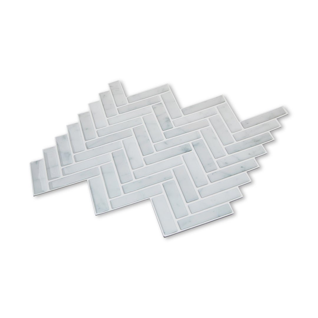 Herringbone Stick on Tile - Light Grey Marble - Stick on Tiles AustraliaStick on Tiles Australia