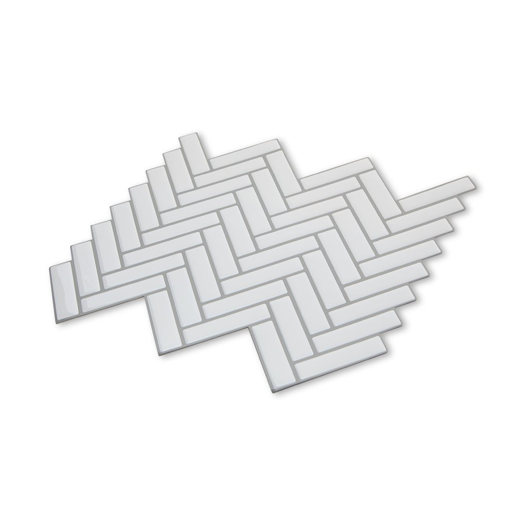 Herringbone Stick on Tile - White - Stick on Tiles AustraliaStick on Tiles Australia