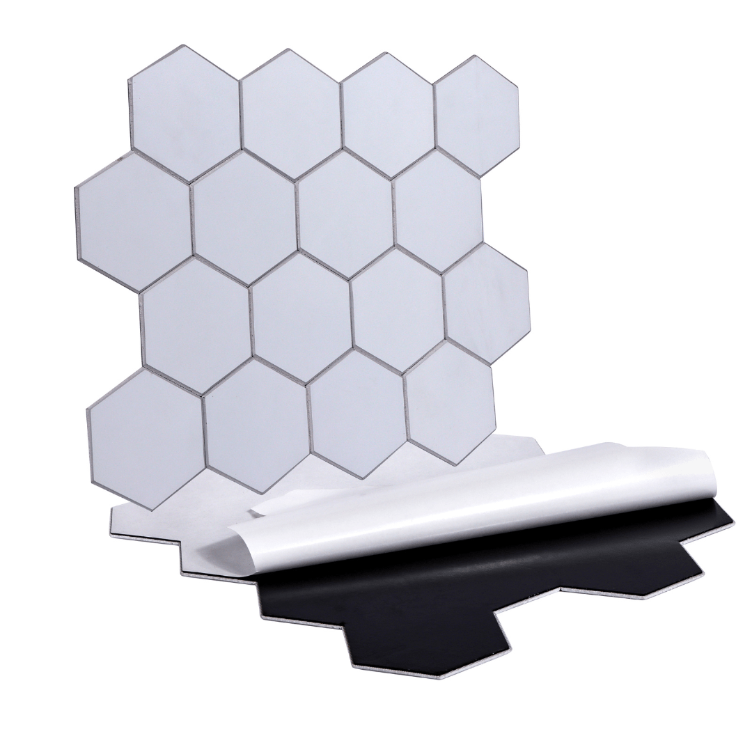 Hexagon Stick on Composite Tile - White - Stick on Tiles AustraliaStick on Tiles Australia