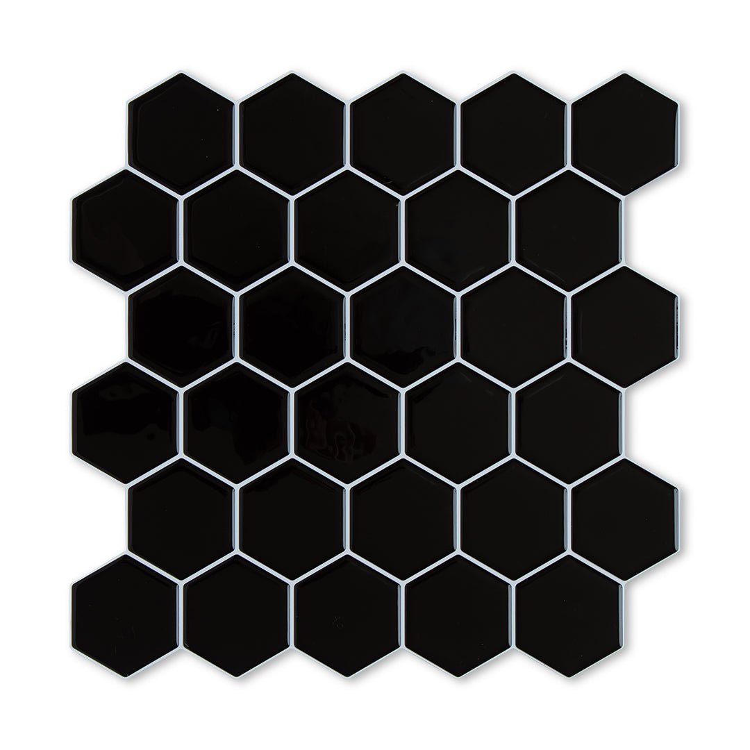 Hexagon Stick on Tile - Black - Stick on Tiles AustraliaStick on Tiles Australia