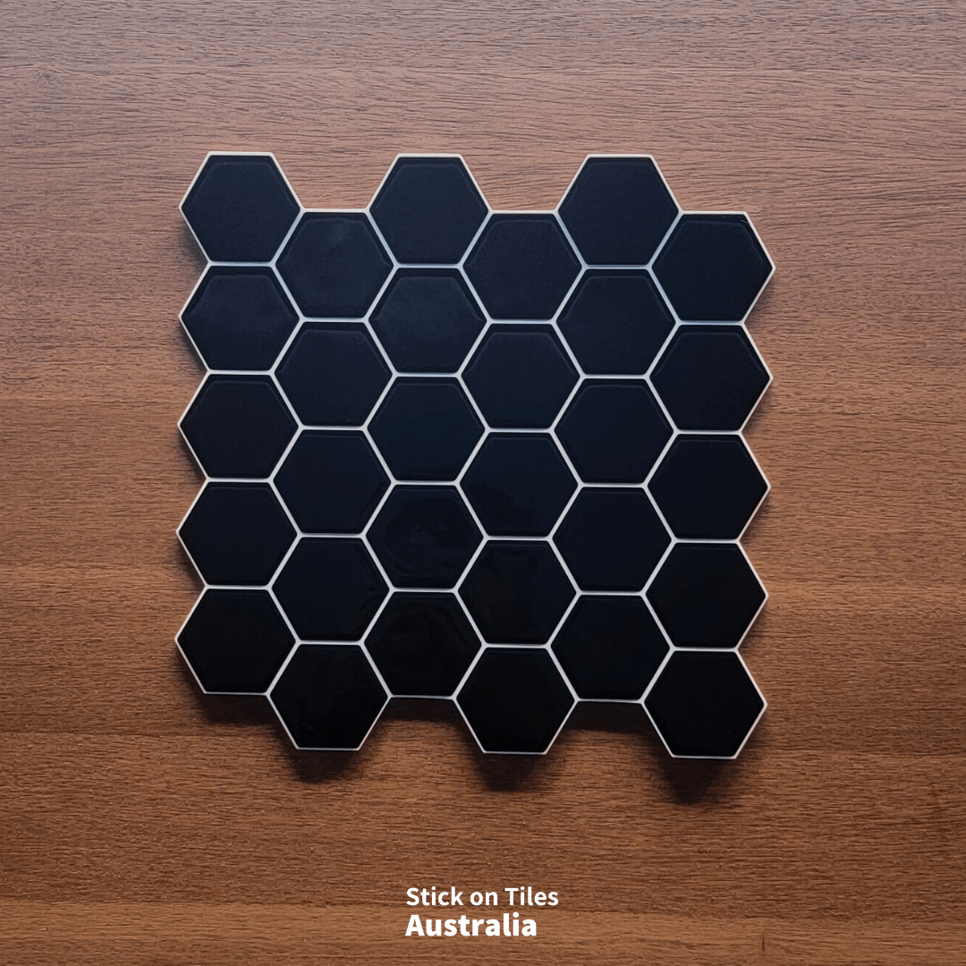 Hexagon Stick on Tile - Black - Stick on Tiles AustraliaStick on Tiles Australia