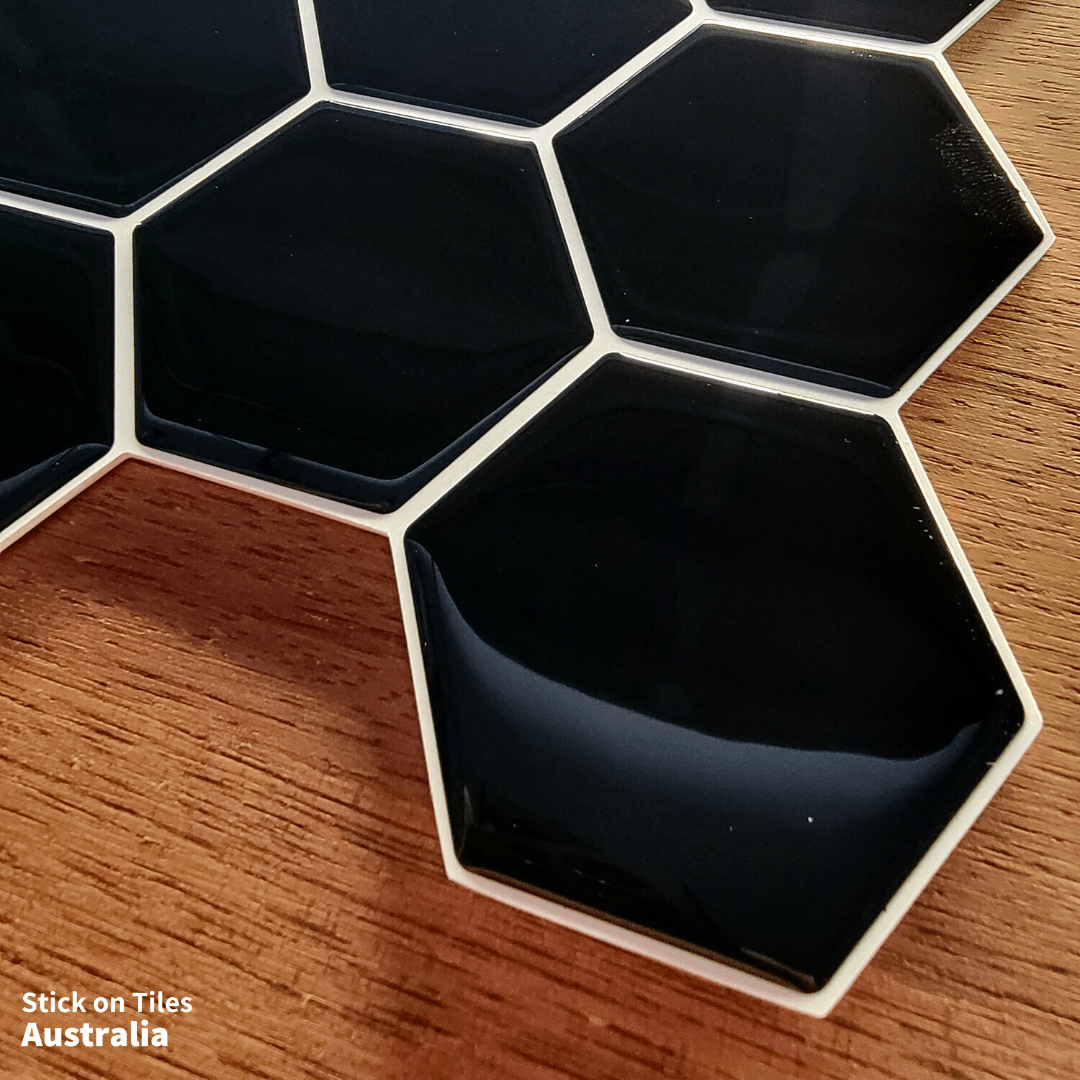 Hexagon Stick on Tile - Black - Stick on Tiles AustraliaStick on Tiles Australia