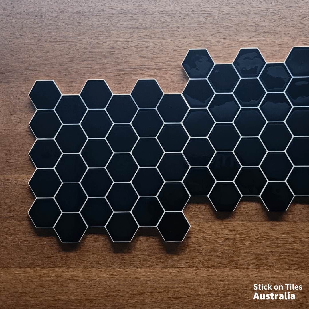 Hexagon Stick on Tile - Black - Stick on Tiles AustraliaStick on Tiles Australia