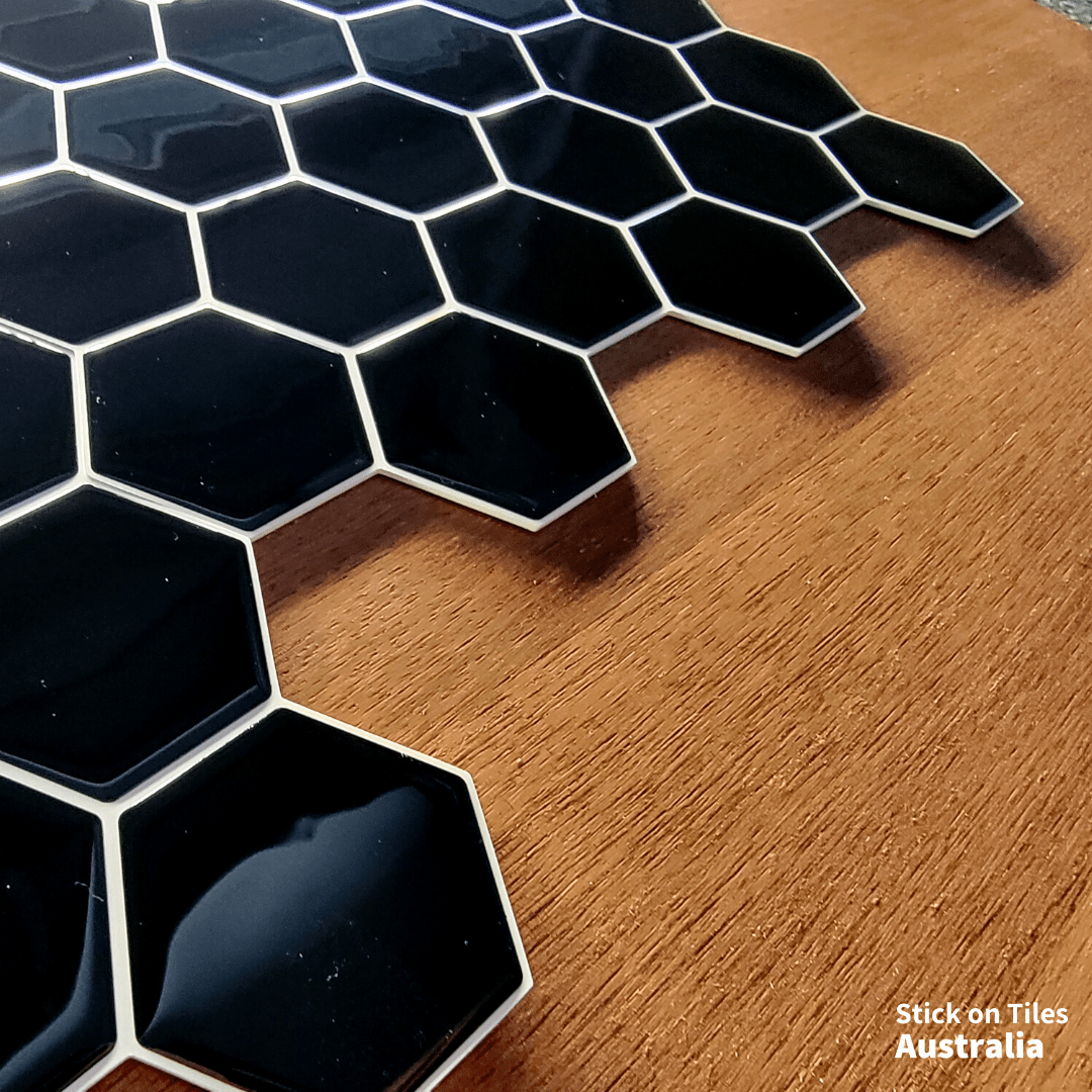 Hexagon Stick on Tile - Black - Stick on Tiles AustraliaStick on Tiles Australia