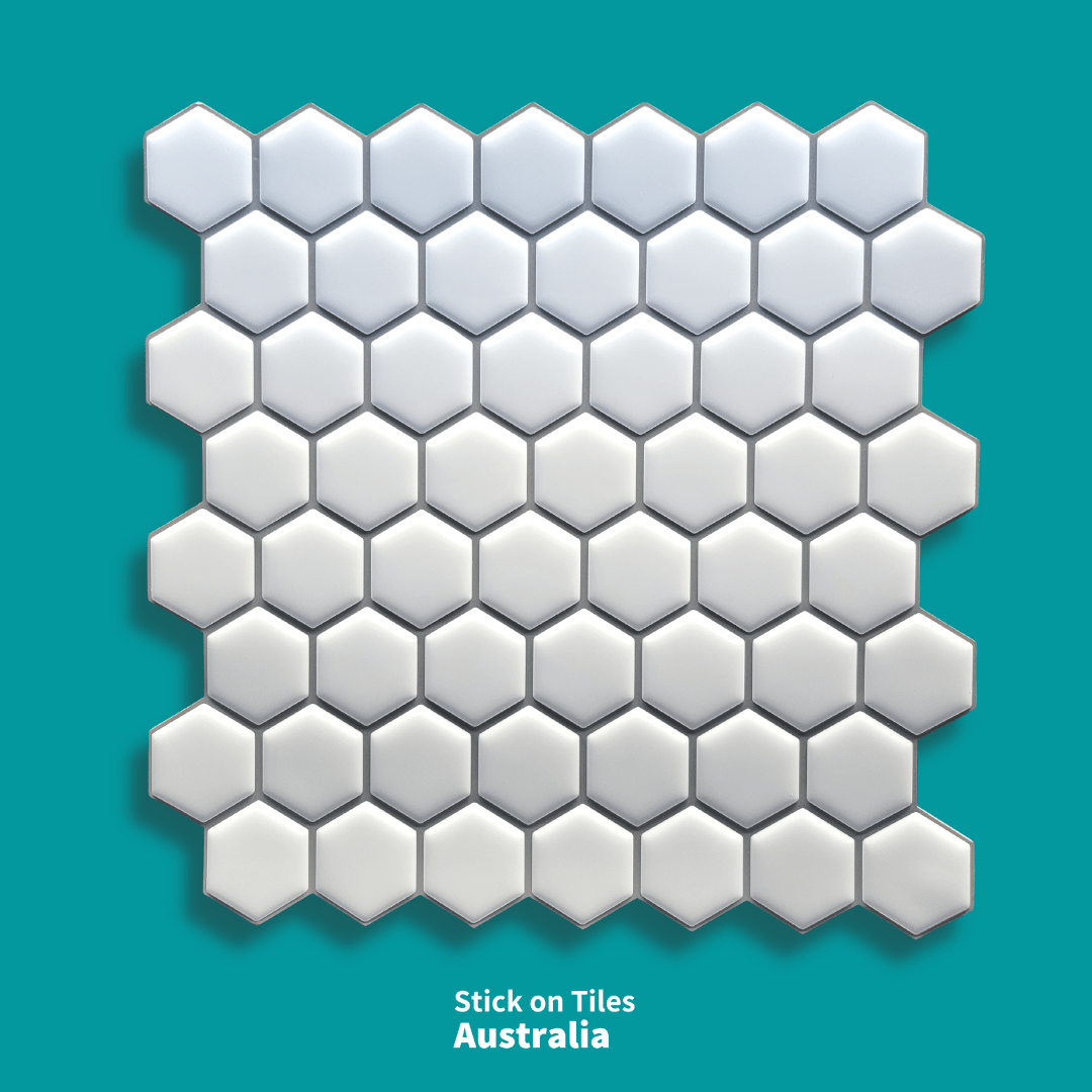Hexagon Stick on Tile - White - Stick on Tiles AustraliaStick on Tiles Australia