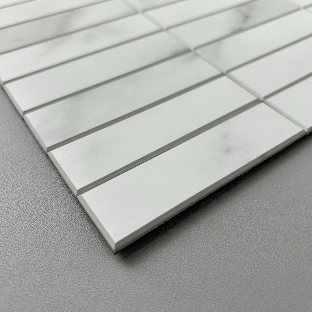 Kit Kat Stick on Composite Tile - Carrara Marble - Stick on Tiles AustraliaStick on Tiles Australia