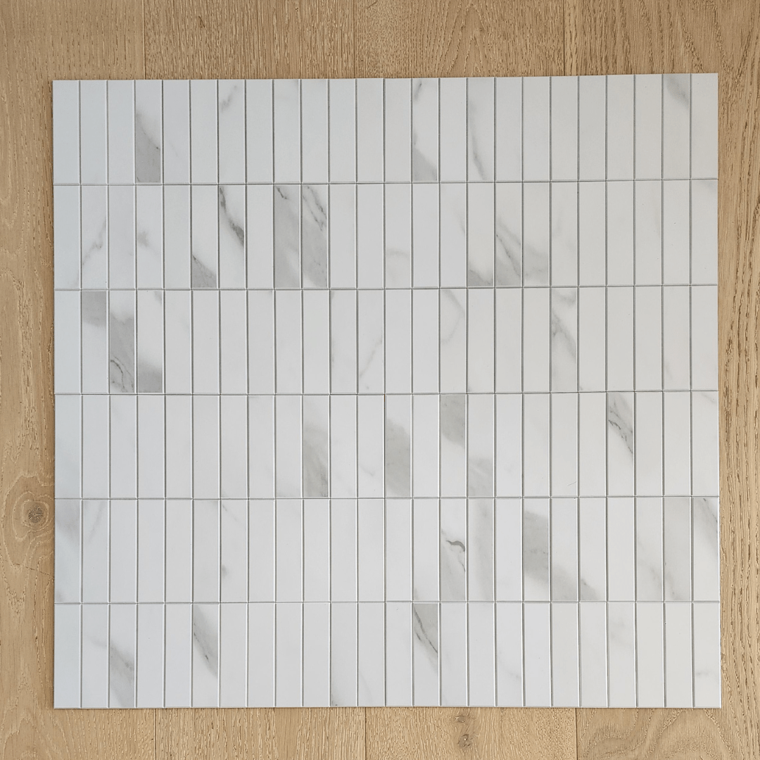Kit Kat Stick on Composite Tile - Carrara Marble - Stick on Tiles AustraliaStick on Tiles Australia
